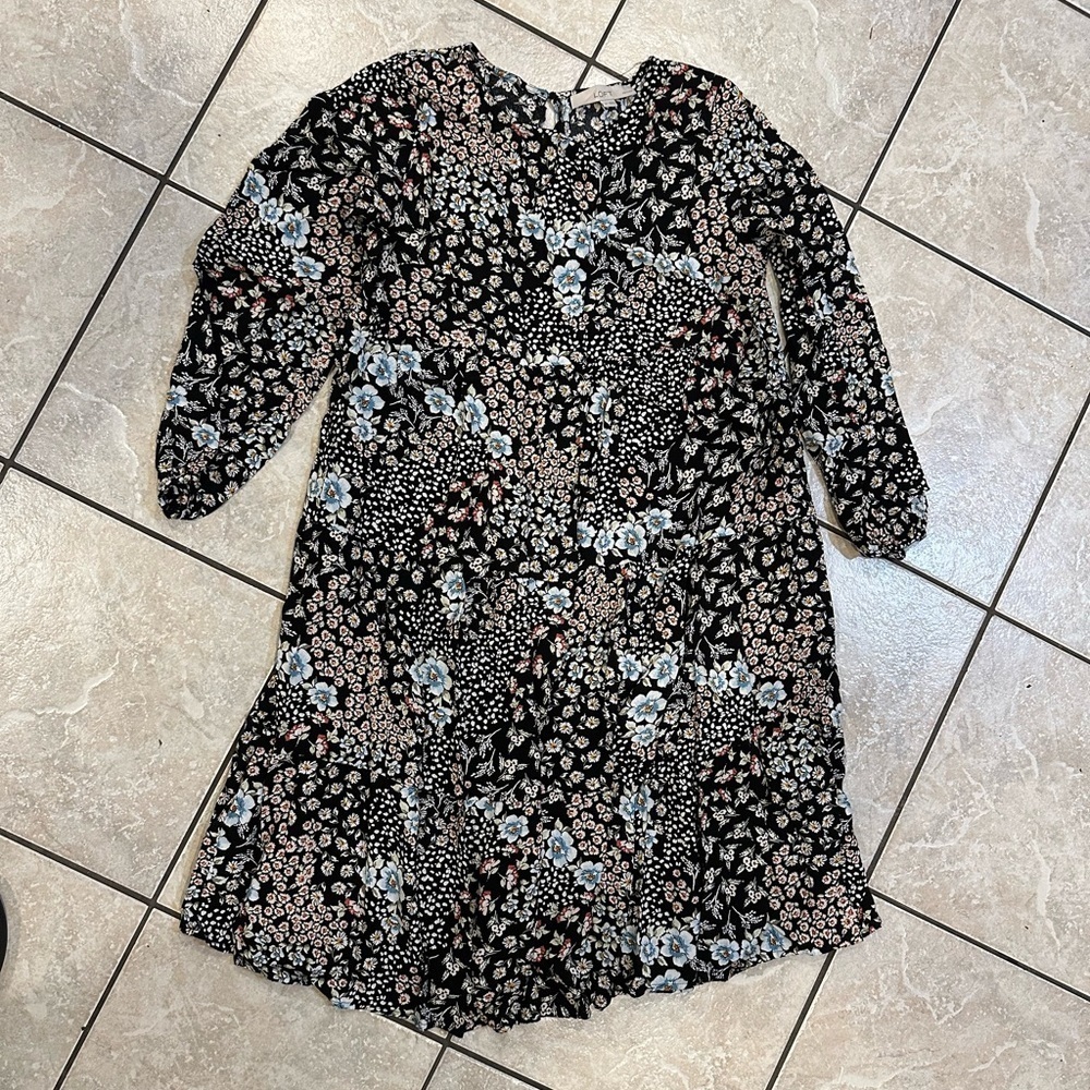 Loft Floral Black Women’s Dress Size Small Petite